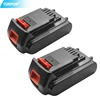 Turpow 2Pcs 18V/20V 3000mAh Li-ion Rechargeable Battery Power Tool Replacement Battery for BLACK & DECKER LB20 LBX20 LBXR20 ► Photo 1/6