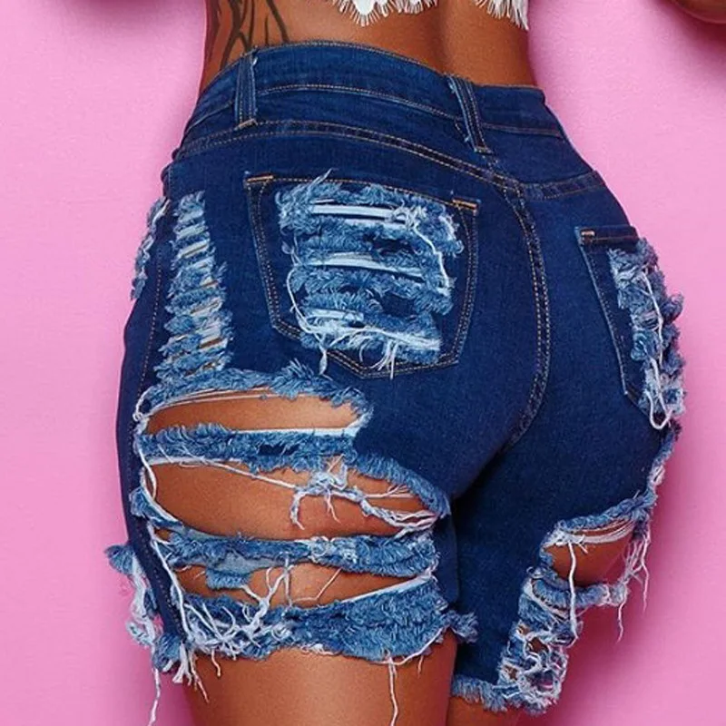 Summer woman trendy Ripped denim shorts fashion sexy high waist jeans shorts street hipster shorts clothes 