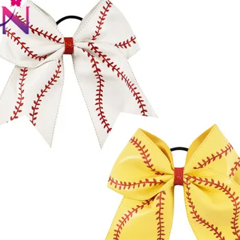 

1Pcs DIY Headwear Leather Bows Cheerleading Hair Accessories With Ring Women Handmade Haar Girl Embroidery Full Cover Clip