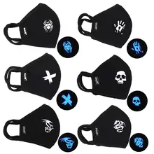 6 шт. хлопковая маска синяя светящаяся маска для Хэллоуина Новинка индивидуальная осенне-зимняя Холодная Теплая маска дышащая черная пыль