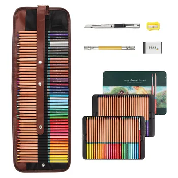 

Marco 48 Water Color Art Drawing Pencils +Eraser pencil extender Set With Metal Tin and Roll Up Pouch Canvas Pen bag for Artist