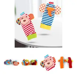 Ensemble de 4 chaussettes pour bébé, adorables et portables, hochets au poignet, Leggings, bas pour enfants, chaussettes pour tout petits 