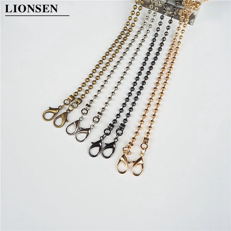 Lionsen 120cm Ball Replacement Chain Strap Metal link Clasp Purse Chain Bag Handle Shoulder Cross Body Handbags Chain Strap