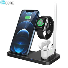 Drahtlose Ladegerät Station 4 in 1 Qi Schnelle Ladestation Dock für Apple Uhr iWatch 6 SE 5 4 3 2 AirPods iPhone 12 11 XS XR X 8