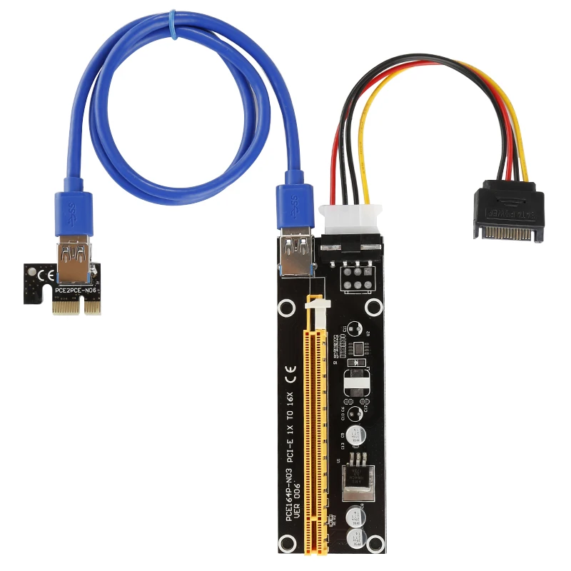 1Set PCI-E Express 1X To 16X Riser Card Mining Machine Enhanced Extender Riser Adapter Card With USB 3.0 Cable Mining Tool