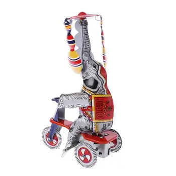 

Elephant Tricycle Metal Toys Clockwork Spring Rotation Memorial Collection Toy Kids Children Vintage Adult Gifts