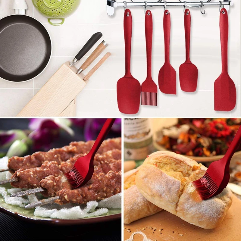 ABUI-набор силиконовых шпателей, 5 шт., антипригарный термостойкий силикагелевый шпатель, набор термостойких шпателей, набор кухонной утвари f