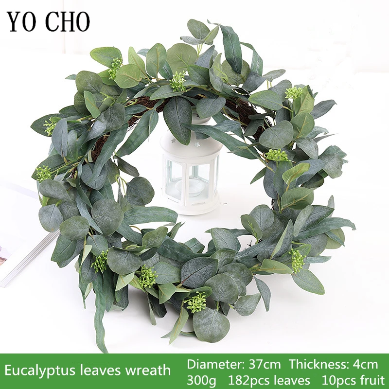 18253-2m-s-wreath 37cm直径尤加利叶藤圈