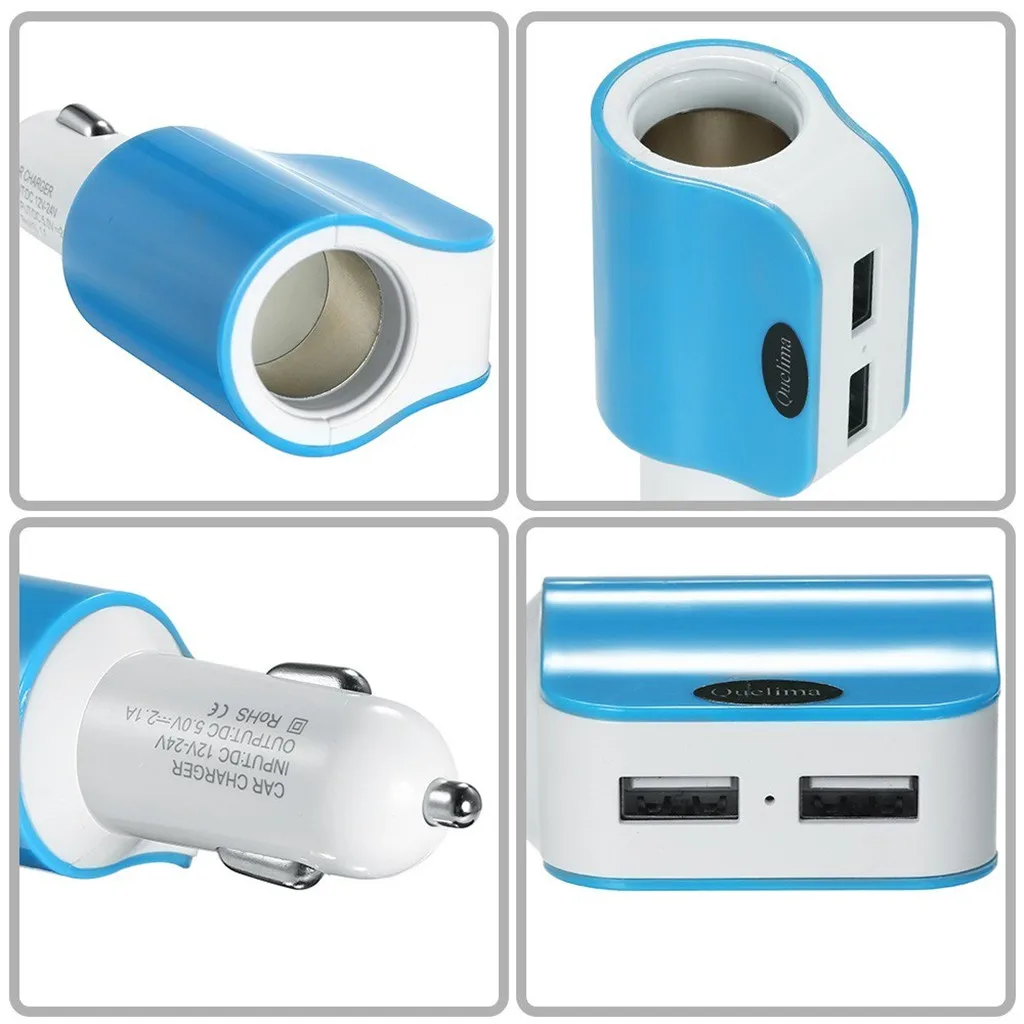 3.1A 2USB односторонняя розетка для автомобильного прикуривателя Разветвитель зарядное устройство