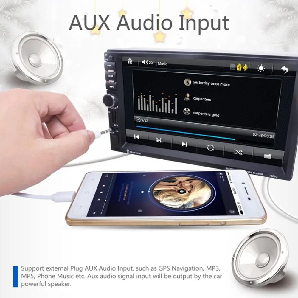  7-Inch 1080P Hd Dell'automobile Dello Schermo di Tocco MP5 Player con Gps di Navigazione Vivavoce F