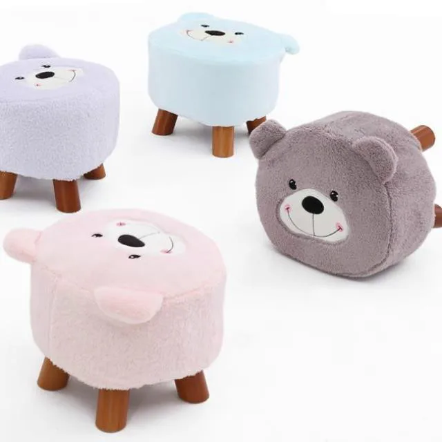 

Small Stool Solid Wood Cartoon Creative Cloth Art Children's Tea Table Stool Household Small Chair Sofa Stool For Shoes Stool Sm