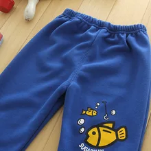 Детская одежда Весна стиль в виде маленьких рыбок на гусеничном ходу, с персонажами мультфильмов ворс повседневные штаны