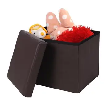 

Practical PVC Leather Square Shape Footstool Brown，ship from US drop shipping
