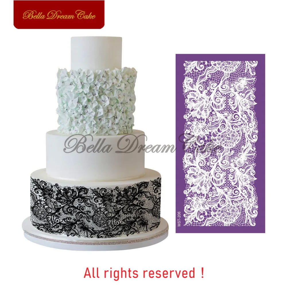 

Fern Leaf Lace Cake Stencil Mesh Stencils For Wedding Cake Border Stencil Template Fondant Mould Cake Decorating Tool Cake Mold