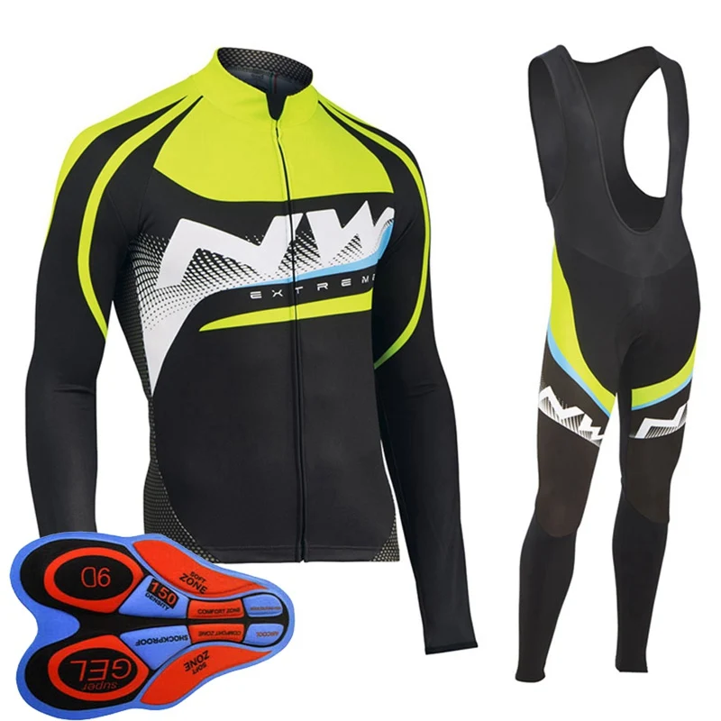Northwave Breathable Cycling Clothes Set men Long Sleeve Summer Jersey men suit outdoor sportful bike MTB clothing paded S44 - Цвет: Q6