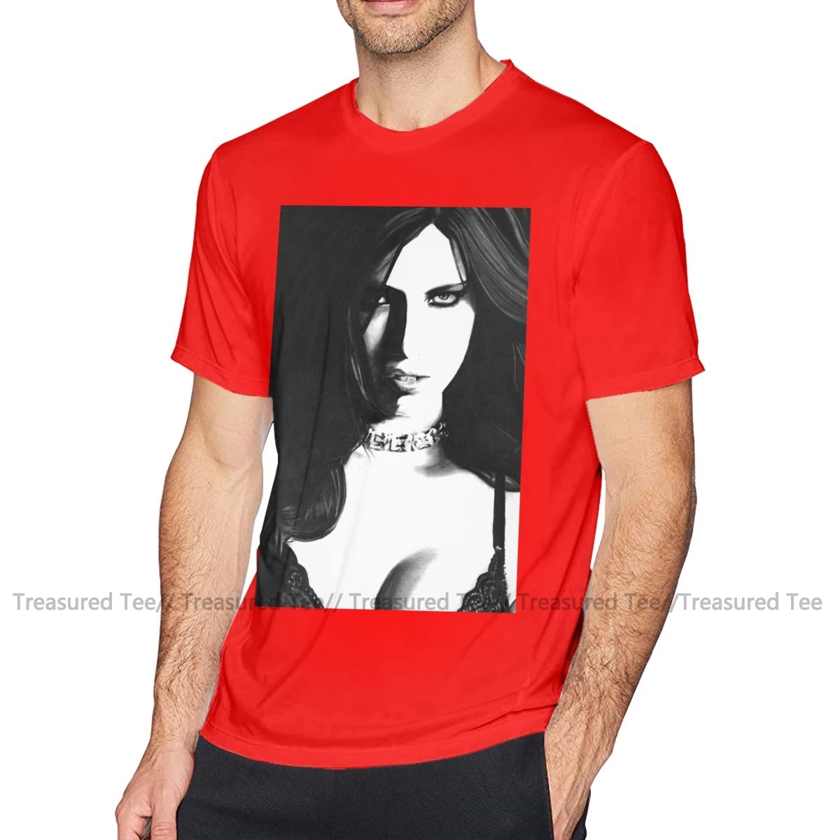 Футболка Adriana Lima, футболка Adriana Lima, футболка из 100 хлопка с коротким рукавом, модная футболка с графикой, большие размеры - Цвет: Red