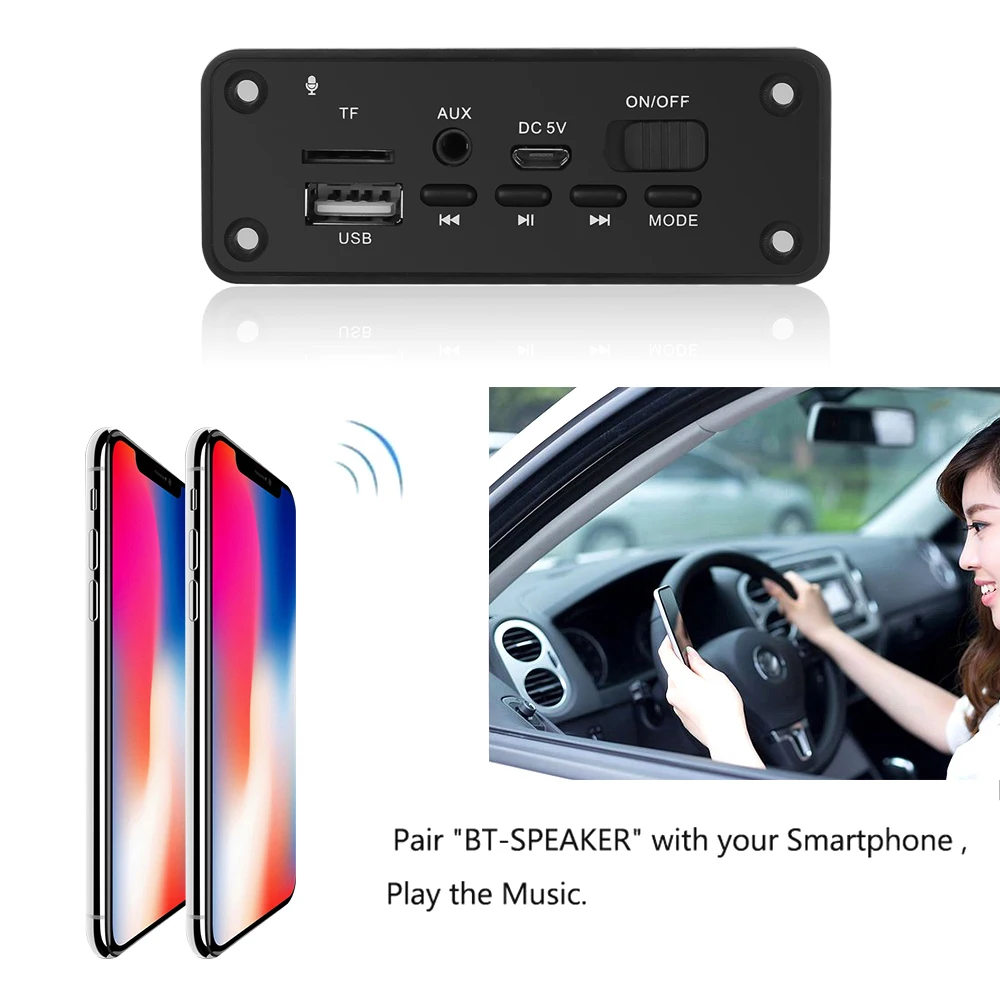USB AUX Bluetooth 5 0 Модуль MP3 плеера с микрофоном 2*3 Вт усилитель FM радио Handsfree