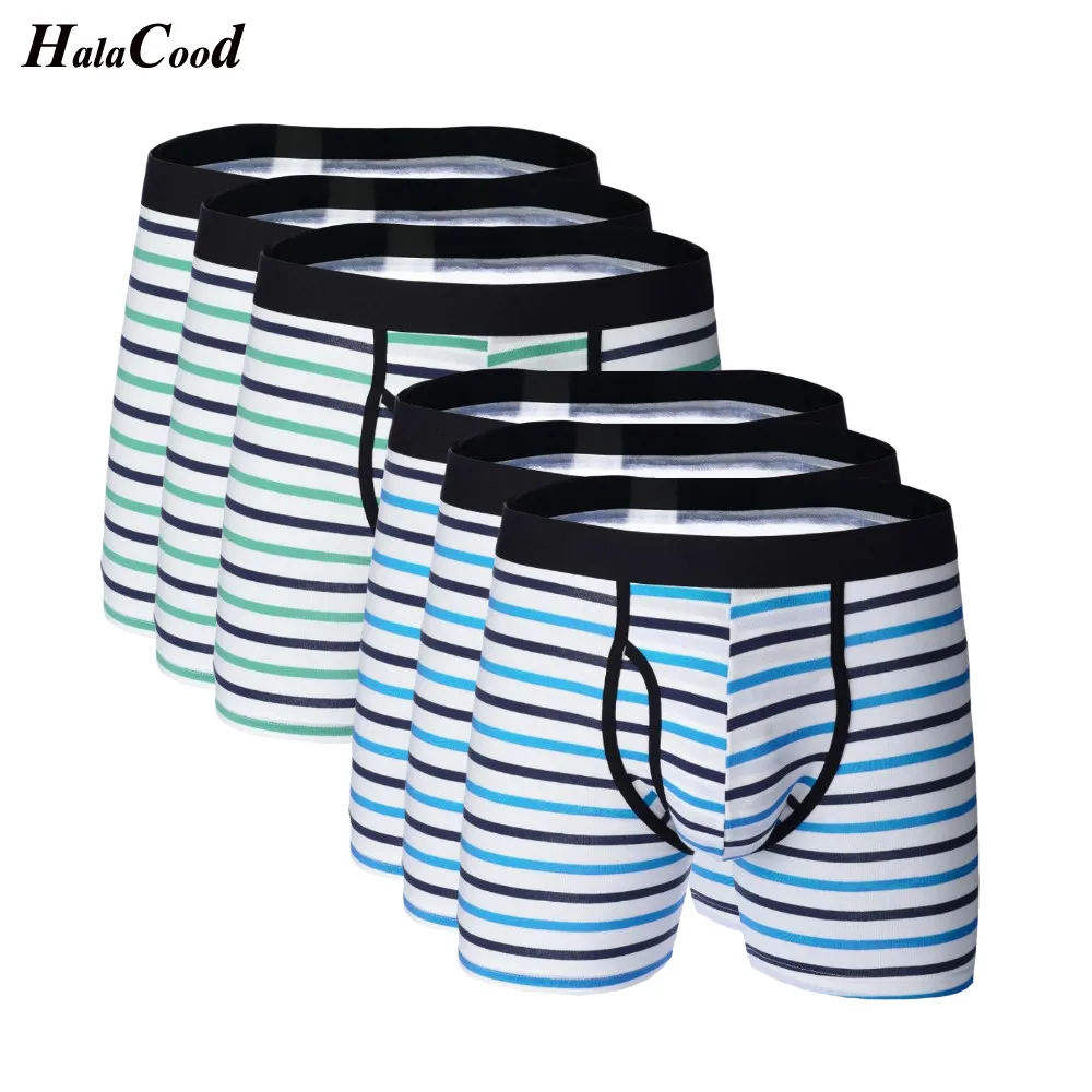 6Pcs/lot Boxer Mens EU Underwear Cotton Man Long Boxers Short Colorful