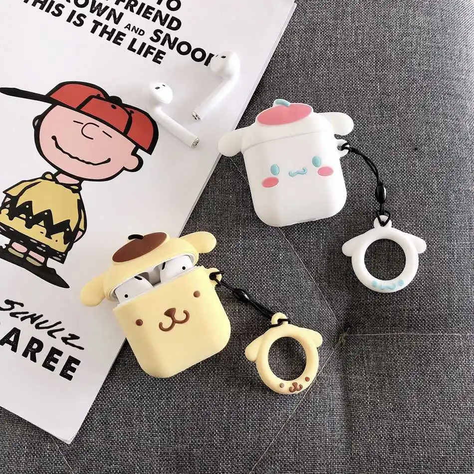 Для AirPods чехол милый мультфильм Kawaii собака наушники чехол для Airpods 2/i10/i11/i12 TWS Мягкий защитный чехол с кольцом на палец