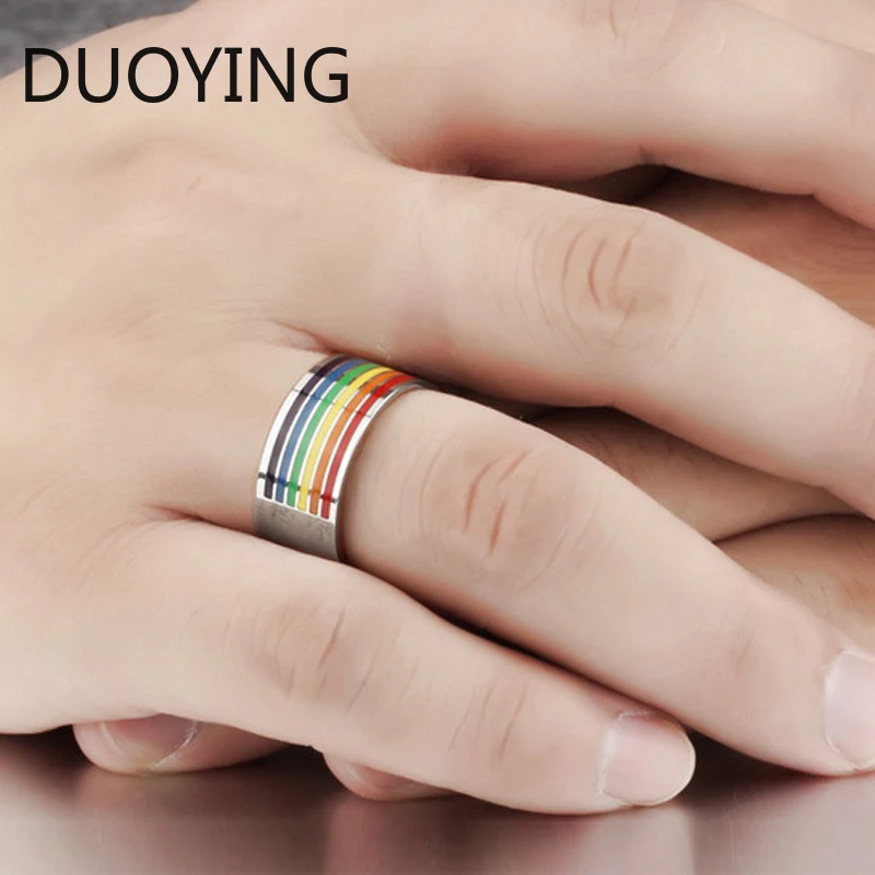 DUOYING многоцветный мужской женский Радужный цветной ЛГБТ Pulsera кольцо из