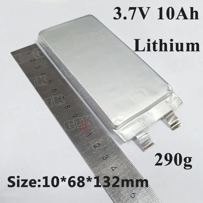 

10pcs Original 3.7v 10ah polymer battery li-ion 1068132 30A High rate lithium For 10s 36v 48v 10Ah diy electric bike battery