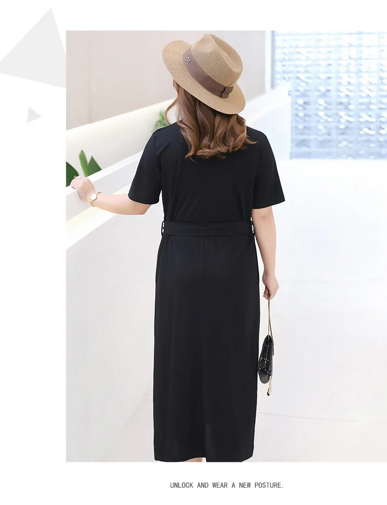 Summer New Products Large Size Dress Ol Dress Cool Commuting Skirt Korean-style Fat Mm Dress on Behalf of 1306