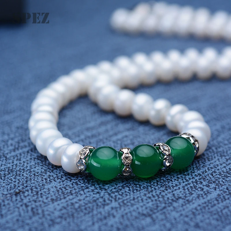 Модное жемчужное ожерелье ювелирный набор натуральный пресноводный жемчуг 925 серебро браслет серьги ожерелье для женщин