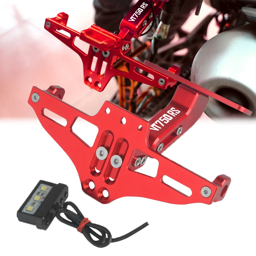 FOR HONDA Motorcycle License Number Plate Frame Holder Bracket Adjustable Angle with LED Light VT750RS VT 750RS 2004-ONWARDS | Автомобили