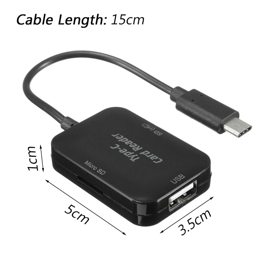 Конвертер концентратор type C к USB 2,0 ABS TF Многофункциональный прочный OTG адаптер для мобильного телефона черный считыватель карт памяти аксессуары