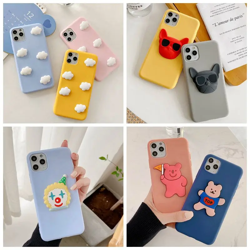 

For IPhone XR 11 Pro X XS MAX Phone Case Cute 3D DIY Cartoon Pattern Cover For iPhone SE 7 8 6 6S Plus Soft Shockproof Back Case