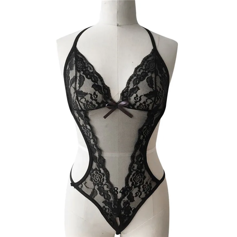 Lace Bodysuit Women Sleepwear Bodysuit Lingerie Crotchless Backless Jumpsuit Underwear Soutien Gorge Sexy Erotique 30DEC1304