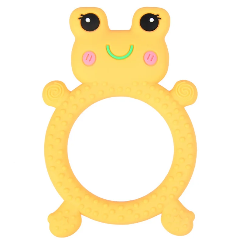 1 Pcs Baby Teething Toy Food Grade Soft Silicone Cartoon Animal Teether Infants Toddlers Use High Quality - Цвет: Yellow Frog