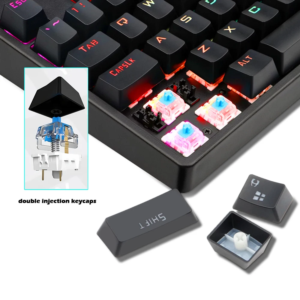 Redragon K579 RGB USB Механическая игровая клавиатура синий переключатель со светодиодной подсветкой 104 ключ анти-ореолы проводной ПК Компьютерная игра