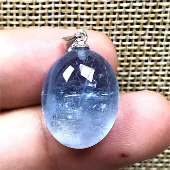 

Top Natural Ocean Blue Aquamarine Pendant Jewelry For Woman Lady Man Crystal 18x14x9mm Beads 925 Silver Love Gift Stone AAAAA