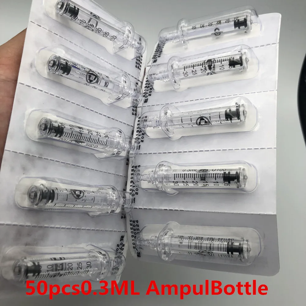 50PCS Ampoule Head Высококачественная ампульная головка для гиалуроновой ручка-распылитель расходных материалов одноразовый водный шприц гиалурон пистолет против старения морщин пультов - Габаритные размеры: 50PCS Ampoule Head