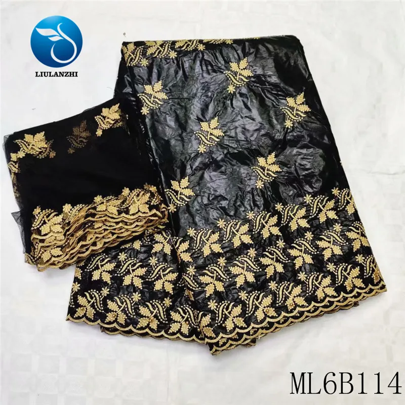 LIULANZHI Африканский базин ткани с бисером цена нигерийский черный вышивка Базен riche ткань 5+ 2 ярдов ML6B114