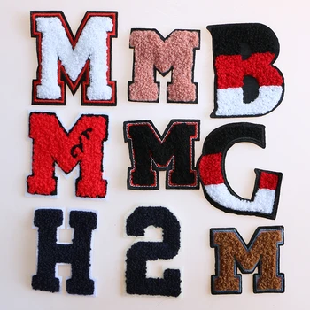 

1 Pcs Arabic numerals English letters Towel embroidery icon Iron on Patch for Clothing DIY Strip Clothes Patchwork Custom Badges