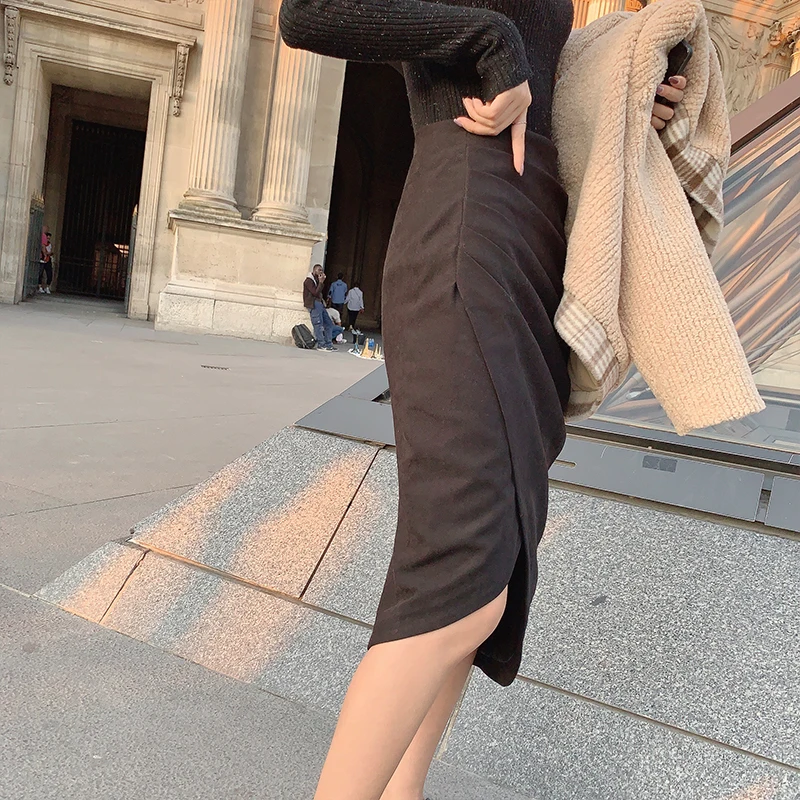 Женская плиссированная юбка до колен с высокой талией|Юбки| |