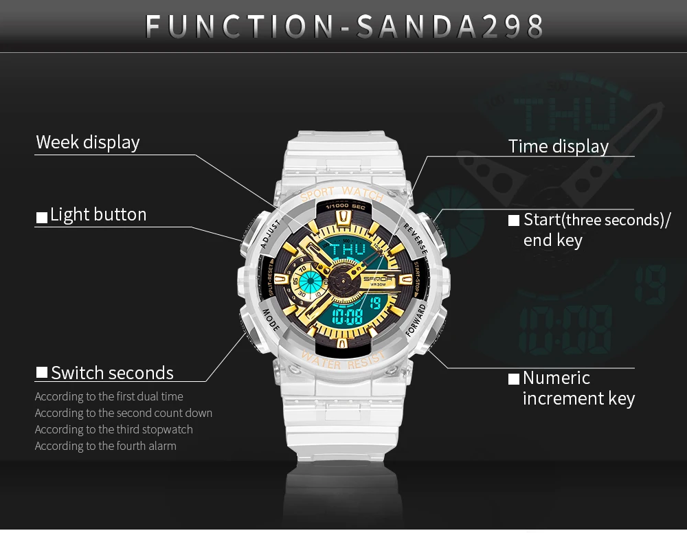 SANDA G Stijl mannen Horloges Водонепроницаемый светодиодный Спорт Horloge Vrouwen S Shock Paar Horloges reloj hombre relogio masculino Klok