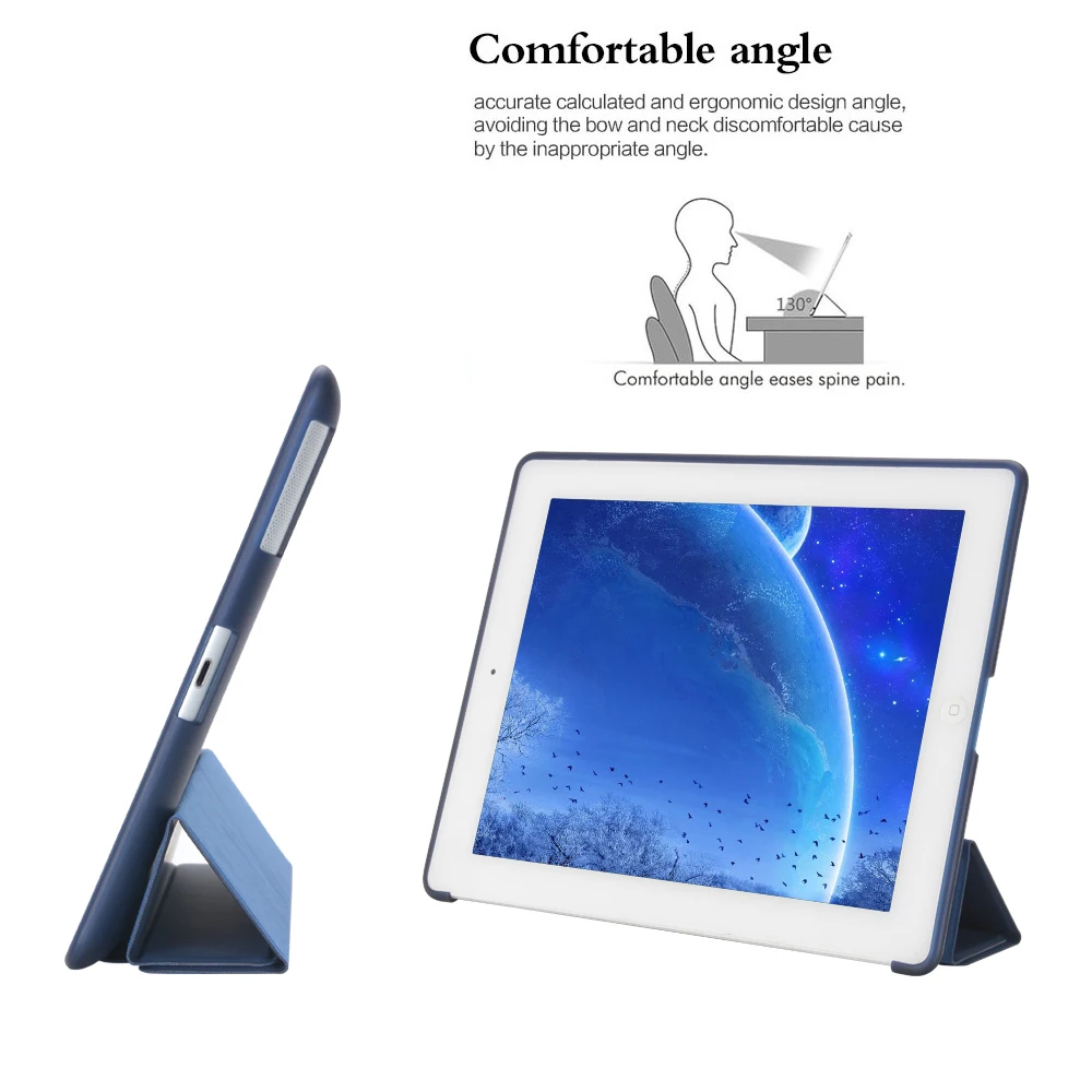 Case For iPad air 2 Smart Stand PC Back Folio For iPad 7th Gen Protective case for ipad 9.7 2017 10.2 2019 pro 10.5 2019 mini4 5