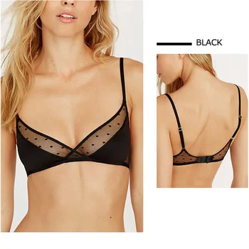 

Sexy Lace Bralette For Women Bra Translucent Thin Triangle Cup Brassiere Mesh Dot Lingerie Unlined Plunge Underwear Brassiere