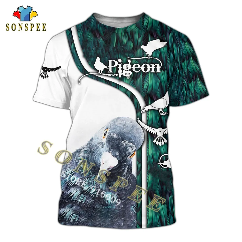 

Summer Casual Hunting Tees Men T Shirts Fashion Streetwear Clothing Animal Pigeon Bird 3D Print Funny T-shirt Women Short Sleeve