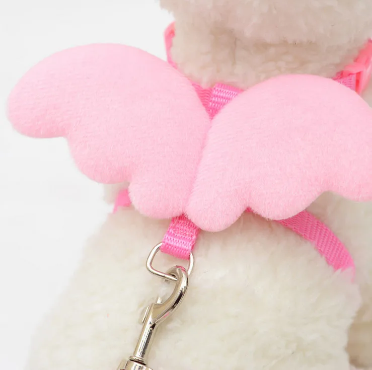 

Cute Angel Pet Dog Leashes and Collars Set Puppy Leads for Small Dogs Cats Designer Wing Adjustable Dog Harness Pet Accessories