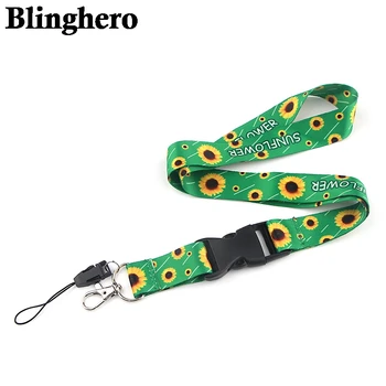 

CA1351 Wholesale 10pcs/lot Sun flower Lanyard Art Print Lanyards Strap Mobile Phone Holder Neck Straps Hanging Ropes