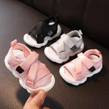 

Girls sandals 2020 summer new girls non-slip beach shoes mesh soft bottom baby toddler sandals Boys sports sandals