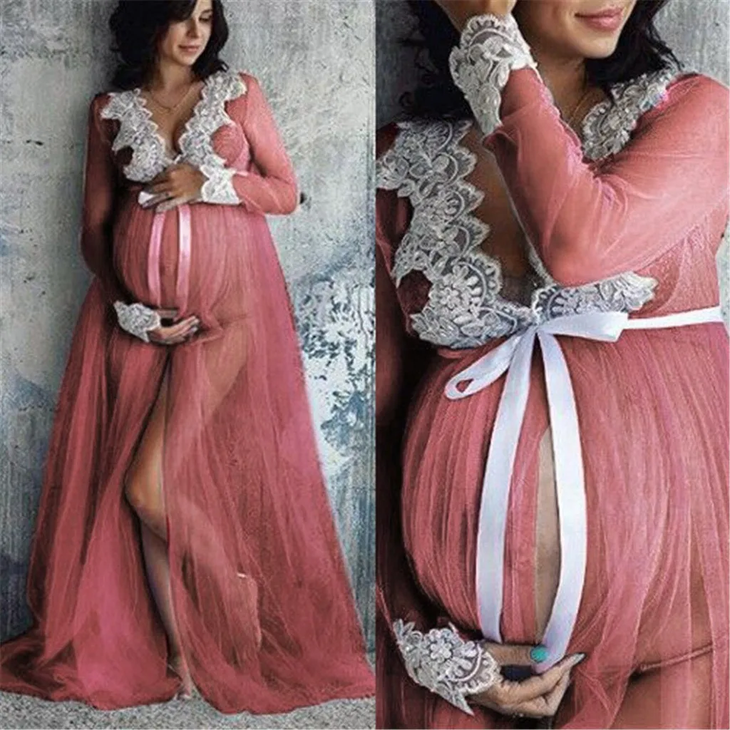 

2020 Maternity photography props maxi Maternity gown Lace Maternity Dress Fancy shooting photo summer pregnant dress Plus Size