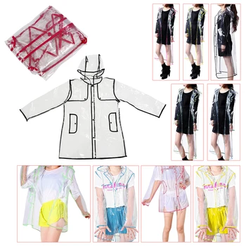 

FASHION WOMEN'S TRANSPARENT EVA RAINCOAT OUTDOOR TRAVEL WATERPROOF RAIN COAT