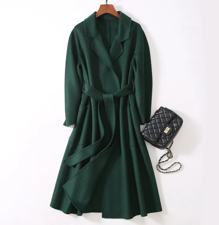 Brand High Quality Double-Sided Female Cashmere Coat Solid Color Long Lengthen Women's Woolen Coat Winter Wool Cloak Plus Size Leather Jackets