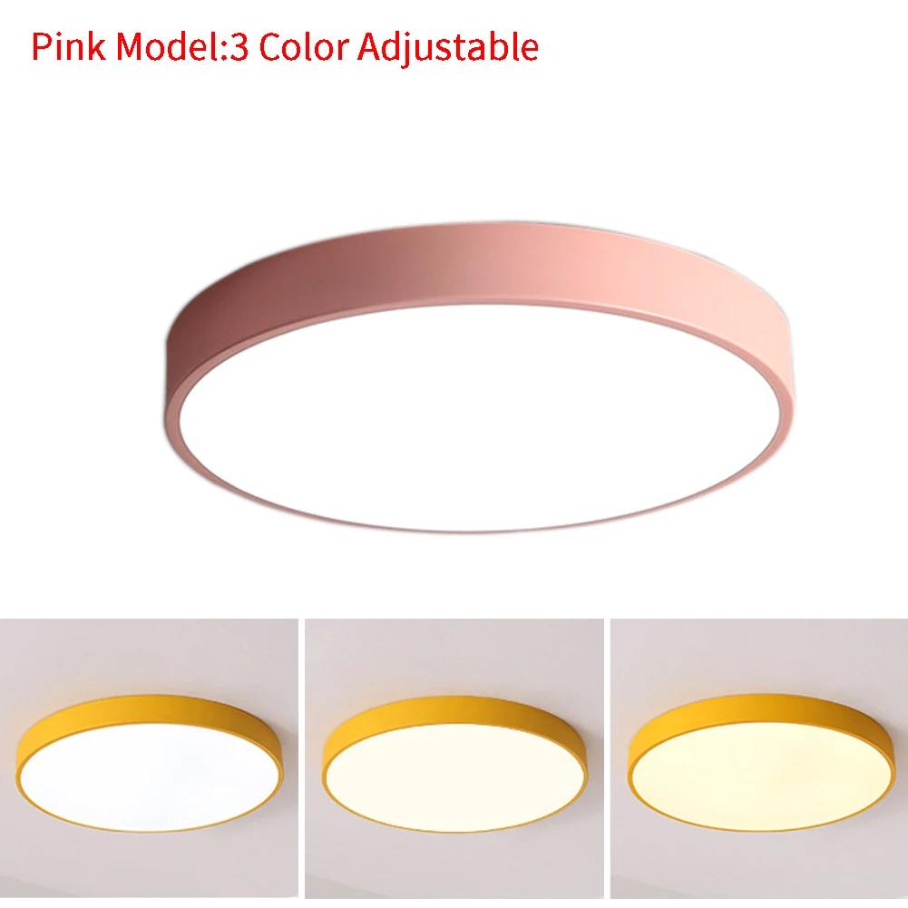 

22 Cm Round Macarons Home Easy Install LED Lamp Modern Bright Wide Voltage Adjustable Ceiling Light Colorful Button Control