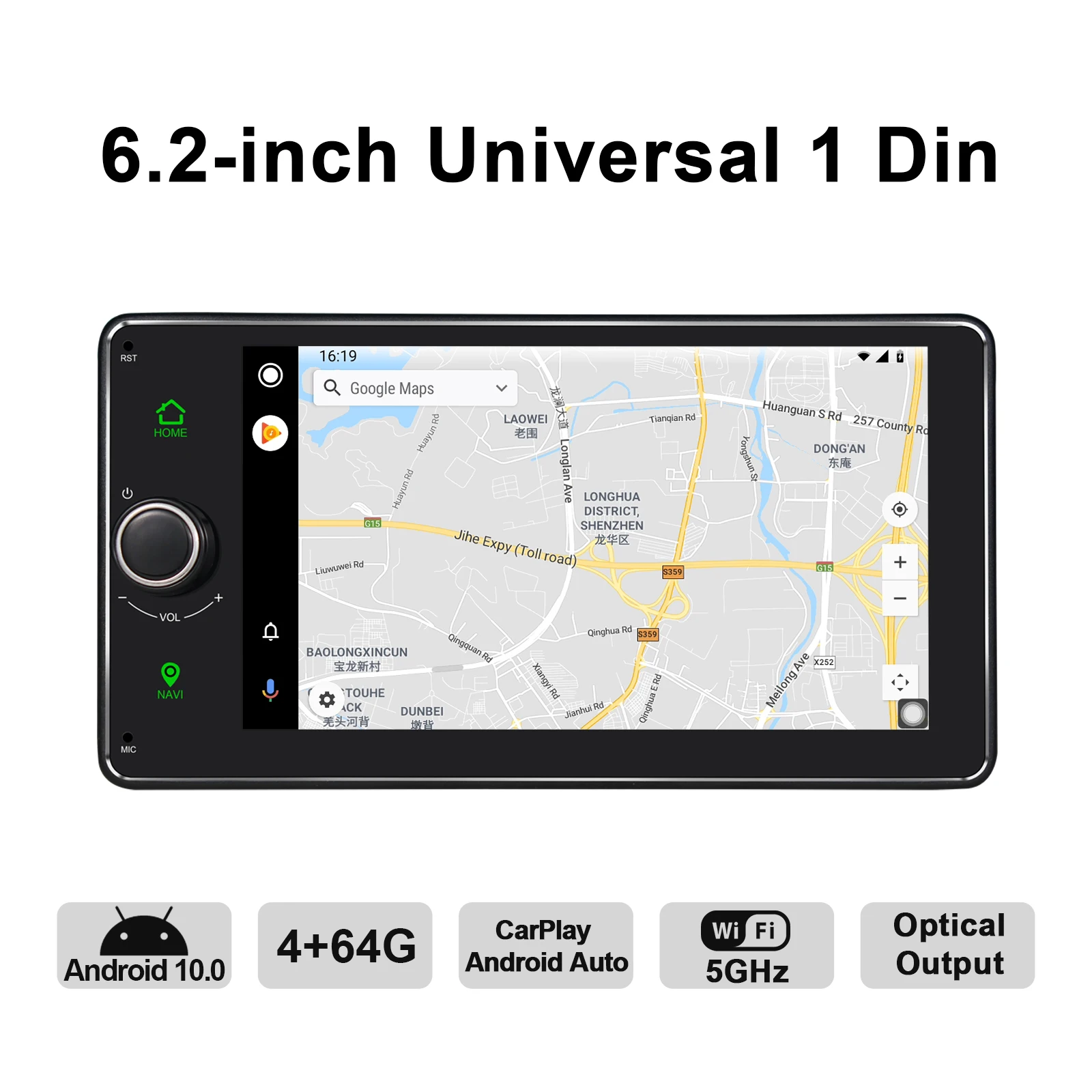 JOYING Car Radio Pantalla 1 din Android 10 Autoradio Stereo 6.2